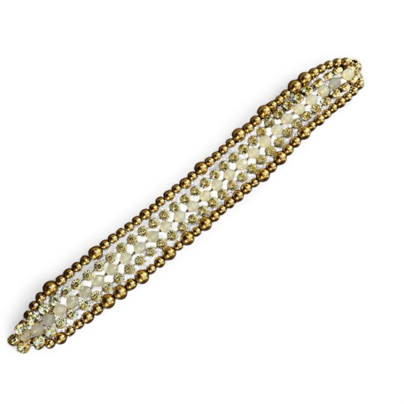 Lydell NYC Y2K Multi-Strand Gold Beaded Crystal Statement Necklace - Picture 2 of 4